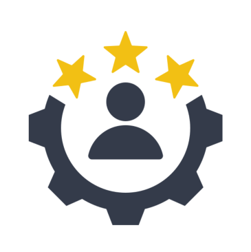 Person icon with stars and gear.